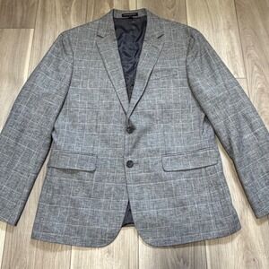 Banana Republic Mens Slim Fit Grey Glen Plaid Blazer Sport Coat 42S Notch Lapel